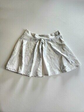 Y2k 2000s Route 3 Silver Metallic Pleated Mini Skirt Sz M